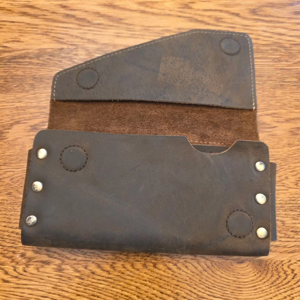 Topstache Leather Phone Holster Belt Pouch Card Holder Dark Brown Rugged EDC